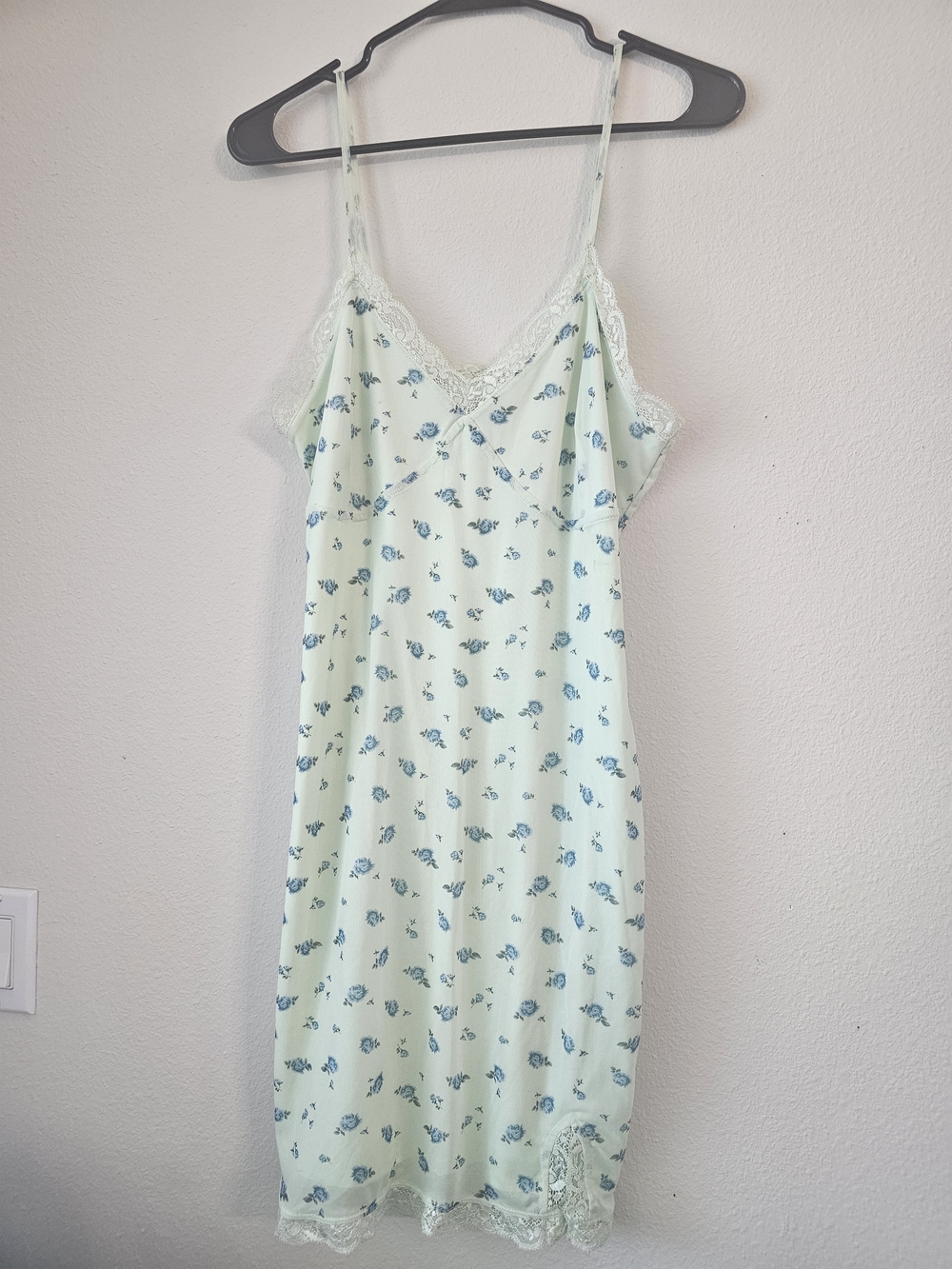 wild fable Mint Slip Dress with Blue Floral Print